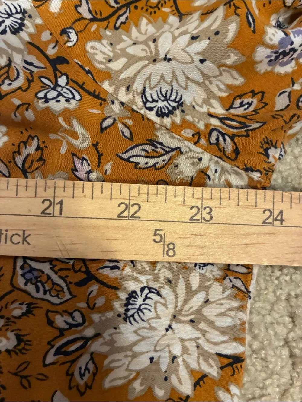 Old Navy Mustard Yellow Floral V-Neck Short Sleeve Cinch Blouse  XL